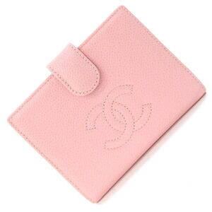 CHANEL Pink Caviar Leather Logo Wallet